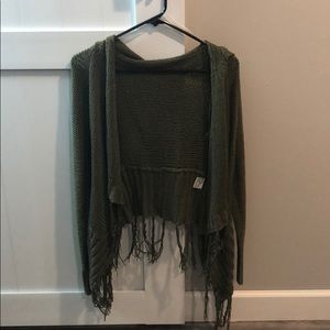 Dark Green Hooded Knit Cardigan, size Small
